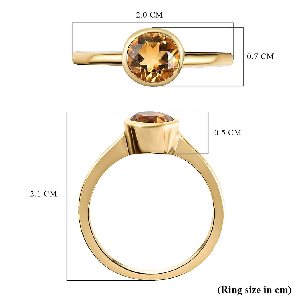 D'Joy Citrine Solitaire Ring in 18K Vermeil Yellow Gold Plated Sterling Silver