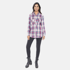 TAMSY 100% Viscose Check Shirt (Size L) - Light Blue_7308213