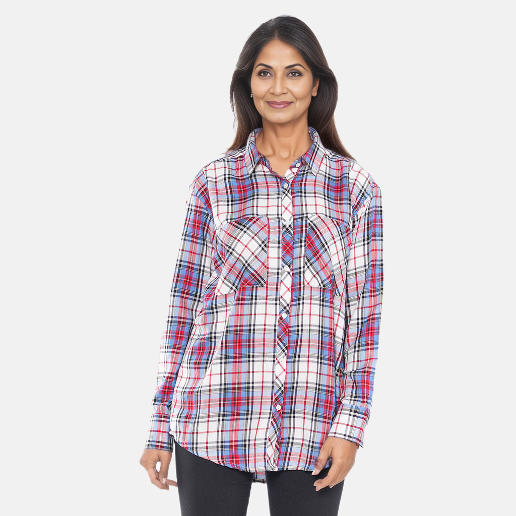 TAMSY Plaid Pattern Shirt for Women - White 7308213 3