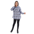 TAMSY 100% Viscose Check Shirt (Size L) - Light Blue_7308214