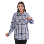 TAMSY 100% Viscose Check Shirt (Size L) - Light Blue_7308214_2