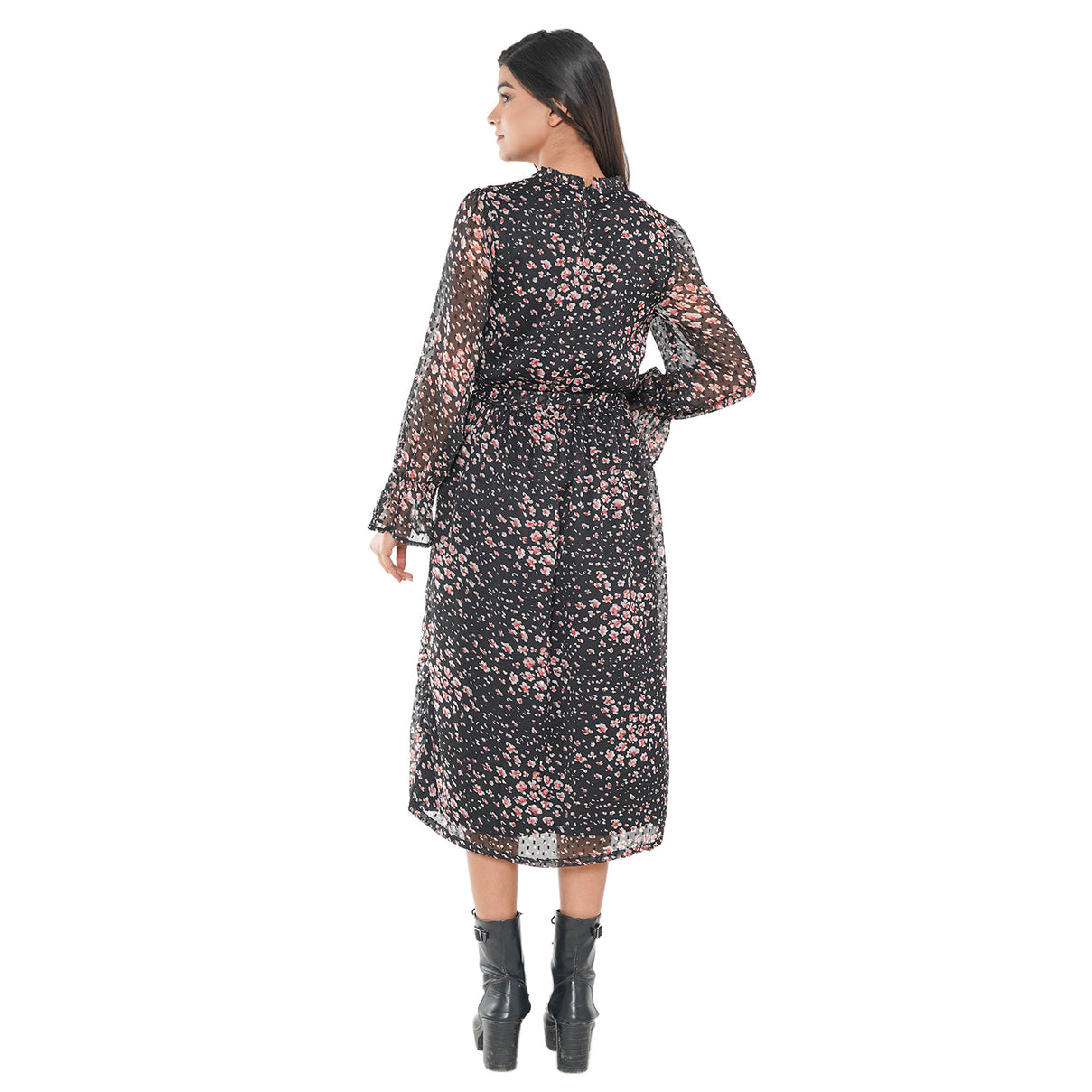 TAMSY Floral Pattern Dress - Black V32492487 2