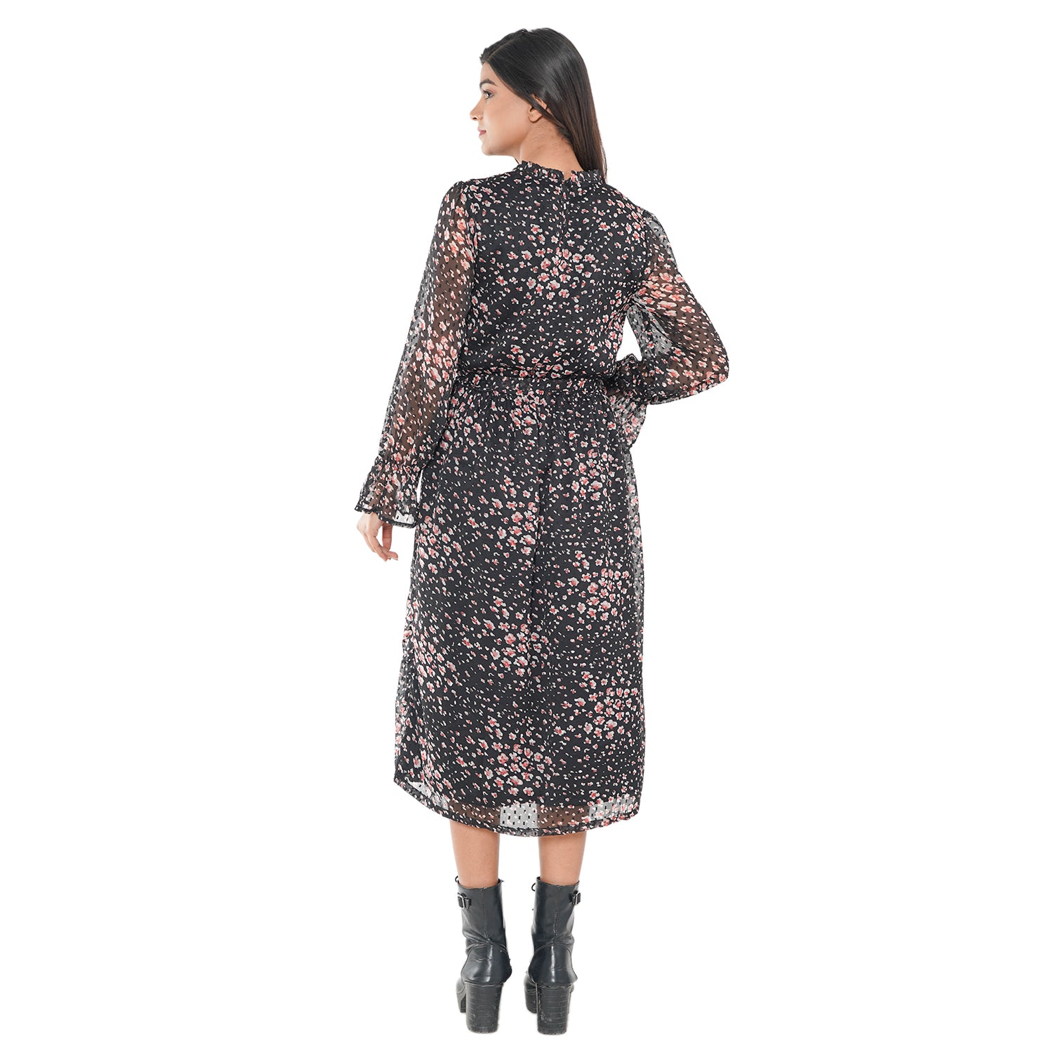 TAMSY Floral Pattern Dress - Black V32492487 2