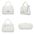 Black Friday Doorbuster - 100% Genuine Leather Croc Embossed Convertible Bag with Detachable Long Strap - Off-White_7311076_3