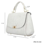 Black Friday Doorbuster - 100% Genuine Leather Croc Embossed Convertible Bag with Detachable Long Strap - Off-White_7311076_7