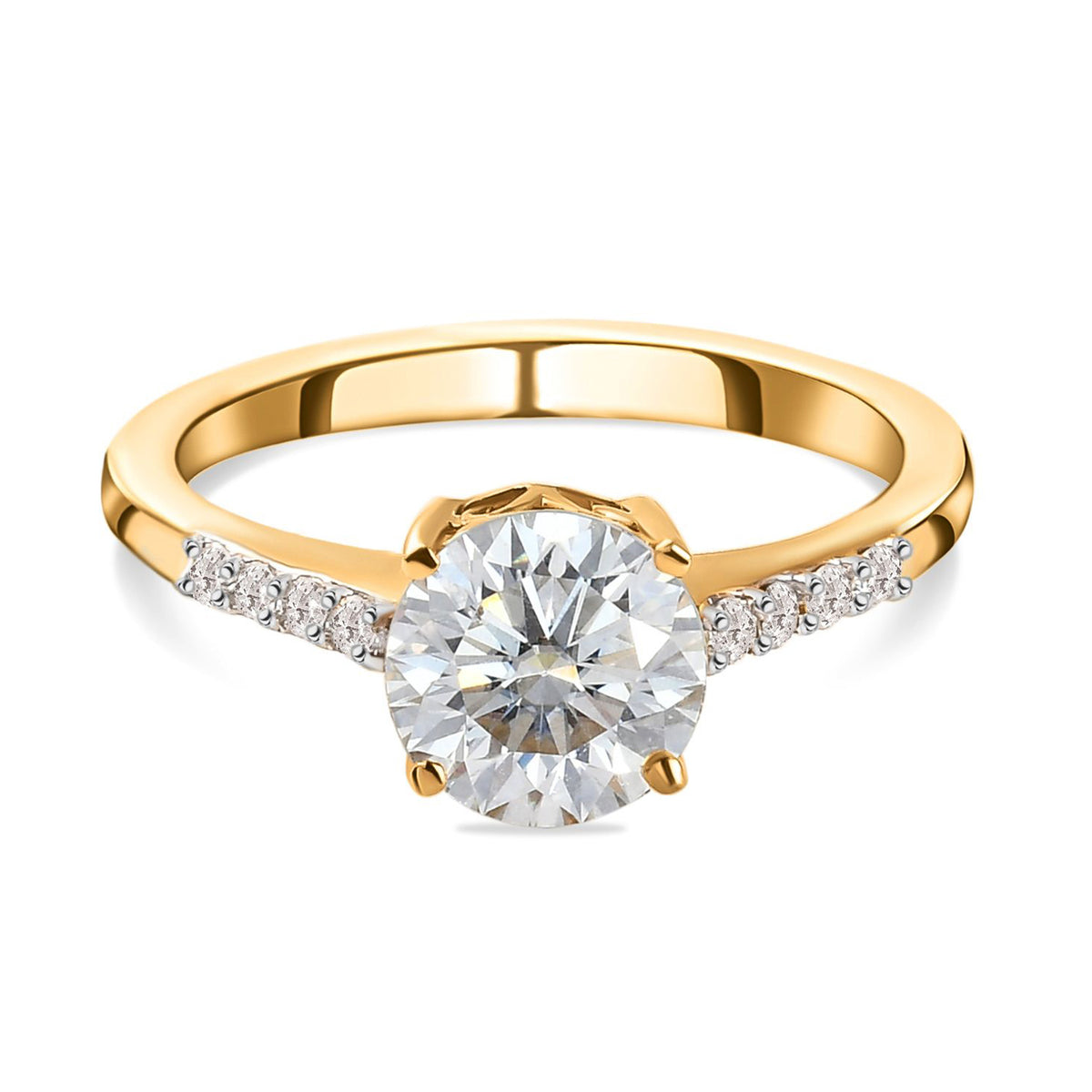 Moissanite Round-Cut Solitaire Ring in 18K Vermeil Yellow Gold Over Sterling Silver 1.30 Ct. 7312166 0