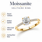 Royal Bali Collection - D'Joy Moissanite Solitaire Ring in 18K Vermeil Yellow Gold Plated Sterling Silver 1.32 Ct._7312166_3