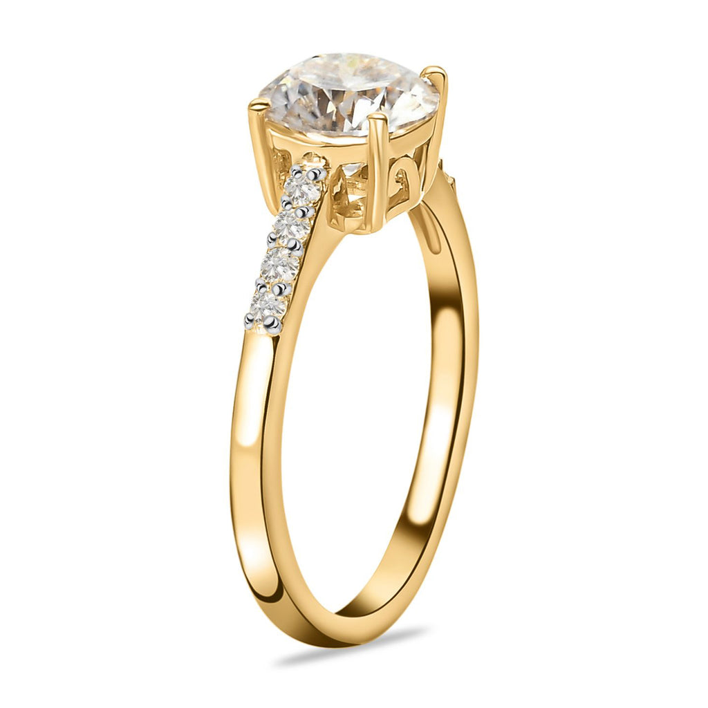 Royal Bali Collection - D'Joy Moissanite Solitaire Ring in 18K Vermeil Yellow Gold Plated Sterling Silver 1.32 Ct._7312166_4