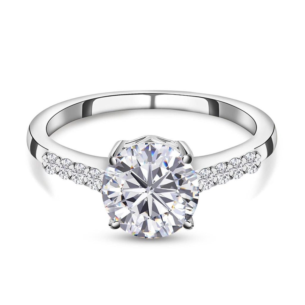 Royal Bali Collection - D'Joy Moissanite Solitaire Ring in Platinum Overlay Sterling Silver 1.36 Ct._7312176