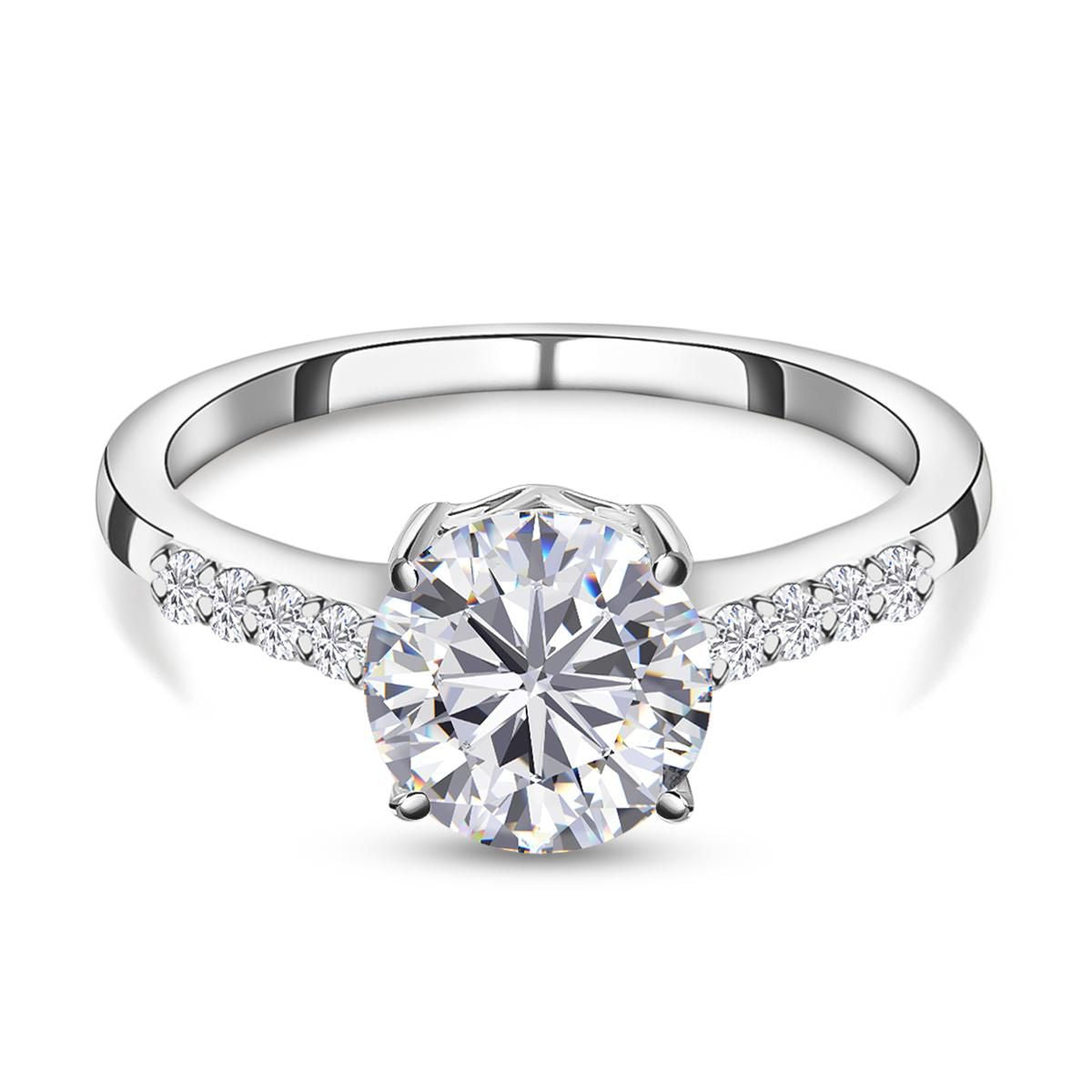 Moissanite Round-Cut Solitaire Ring in Platinum Overlay Sterling Silver 1.35 Ct. 7312176 0