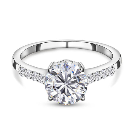 Moissanite Round-Cut Solitaire Ring in Platinum Overlay Sterling Silver 1.35 Ct. 7312176 1