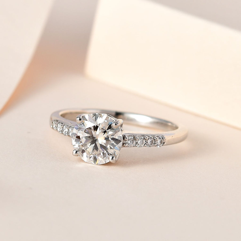 Royal Bali Collection - D'Joy Moissanite Solitaire Ring in Platinum Overlay Sterling Silver 1.36 Ct._7312176_1