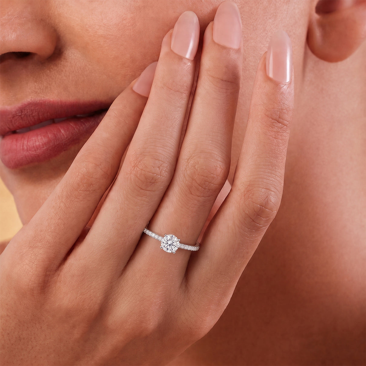 Moissanite Round-Cut Solitaire Ring in Platinum Overlay Sterling Silver 1.35 Ct. 7312176 2