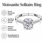 Royal Bali Collection - D'Joy Moissanite Solitaire Ring in Platinum Overlay Sterling Silver 1.36 Ct._7312176_3