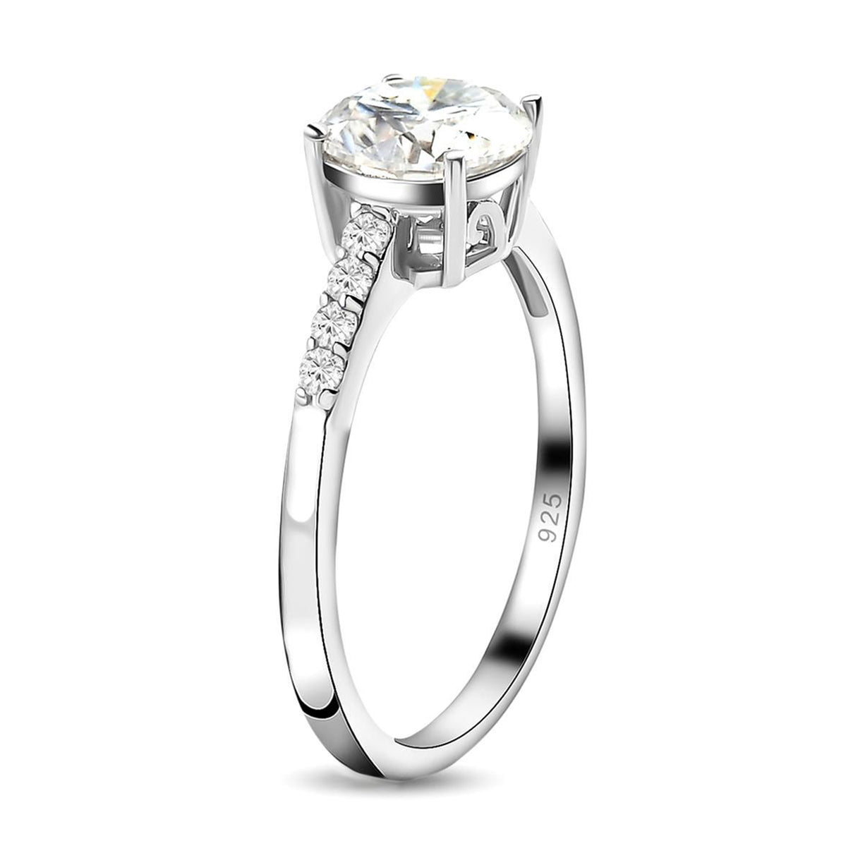 Moissanite Round-Cut Solitaire Ring in Platinum Overlay Sterling Silver 1.35 Ct. 7312176 5