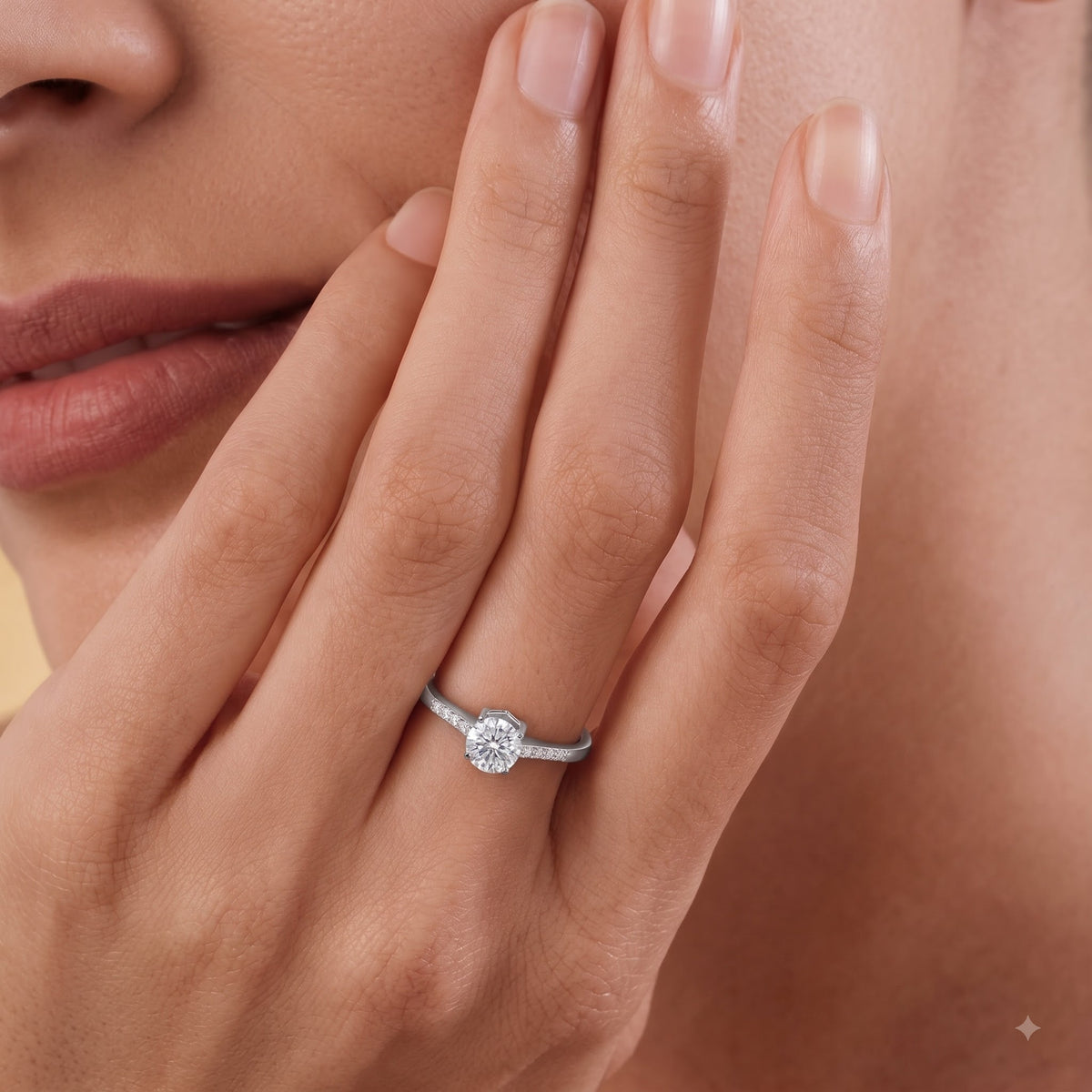 Moissanite Round-Cut Solitaire Ring in Platinum Overlay Sterling Silver 1.35 Ct. 7312177 2