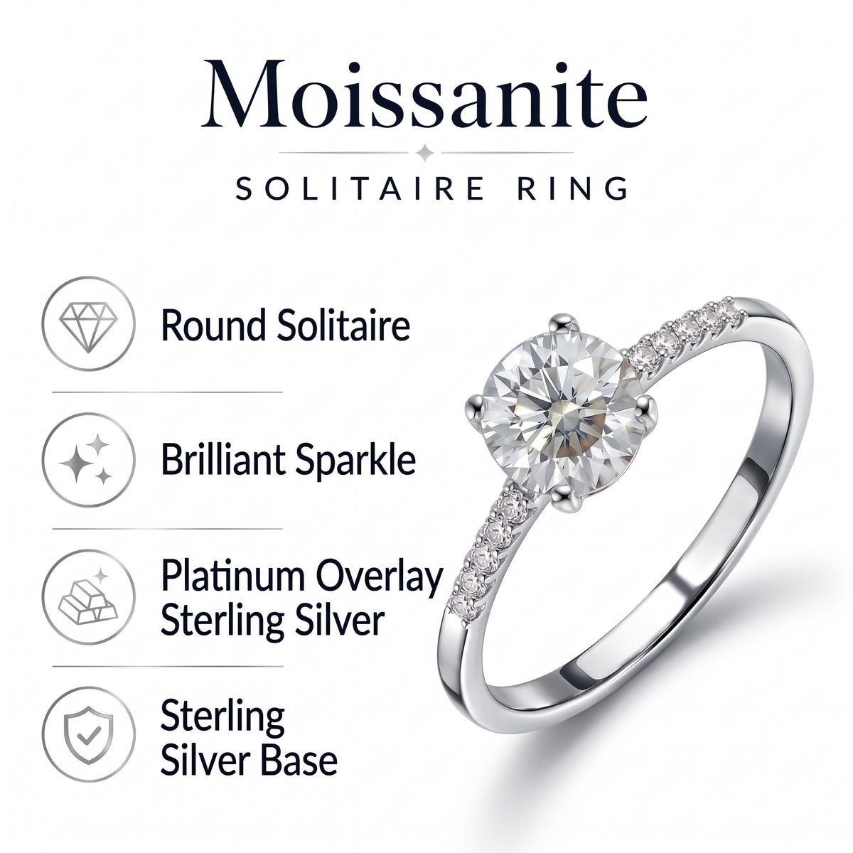 Moissanite Round-Cut Solitaire Ring in Platinum Overlay Sterling Silver 1.35 Ct. 7312177 6