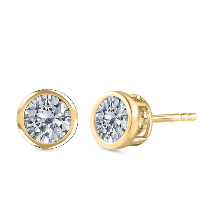1.15 Ct. Moissanite Solitaire Stud Earrings in Sterling Silver with 18K Vermeil Yellow Gold 7312241 1
