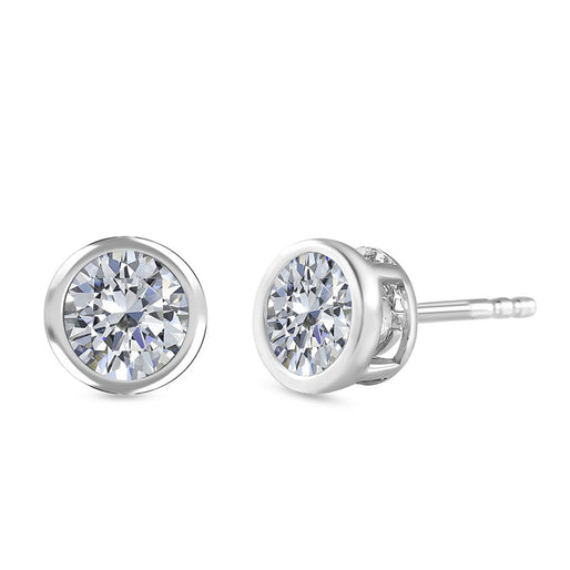 Moissanite Solitaire Stud Earrings in Yellow Gold Plated Sterling Silver