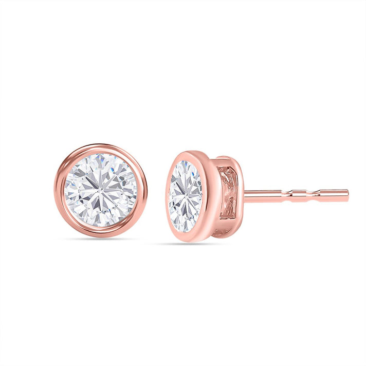 1.12 Ct. Moissanite Solitaire Stud Earrings in Sterling Silver with 18K Vermeil Rose Gold 7312243 1