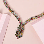 Multi-Tourmaline Cluster Necklace With Lobaster Clasp (Size - 20) in Platinum Overlay Sterling Silver 18.70 Ct, Silver Wt. 19.31 Gms_7312998_2