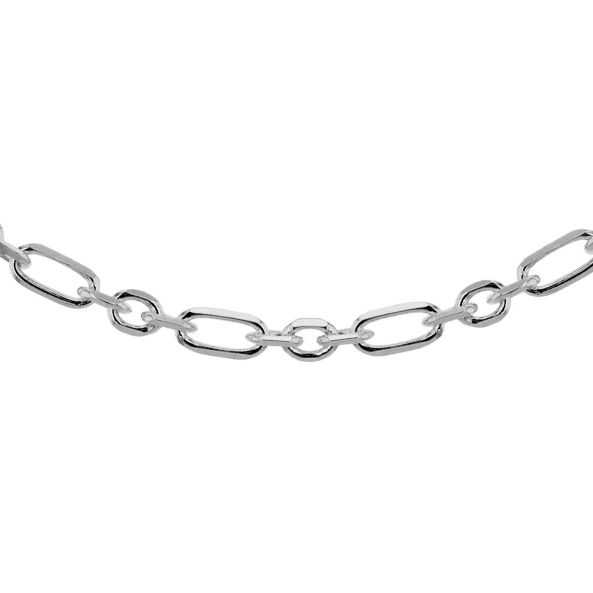 Sterling Silver Diamond Cut Short and Long Oval Belcher Chain 24 Inch 7315289 0