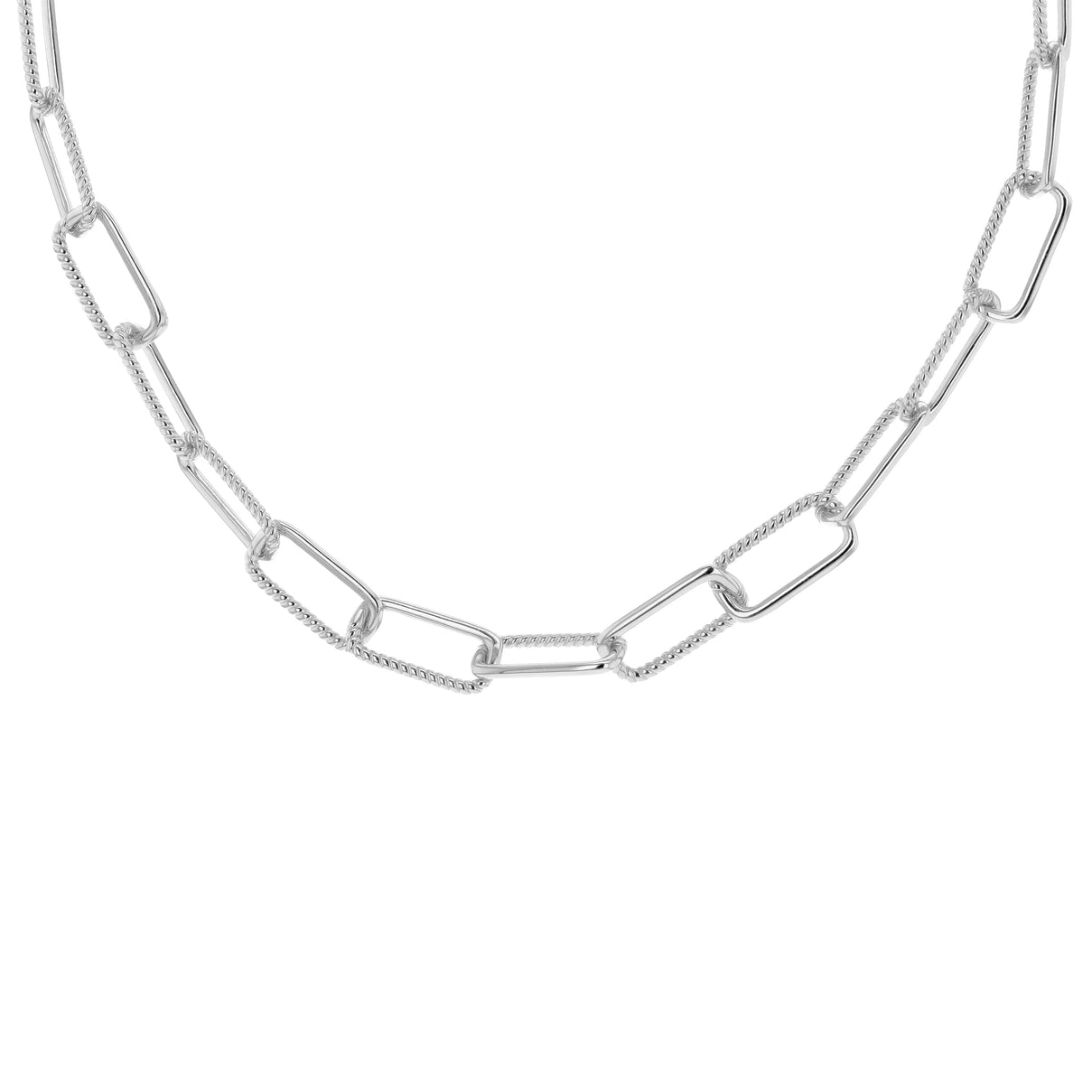 Sterling Silver Rhodium Plated 7.4mm Half Twisted Link Paper Chain 18 Inch 7315303 3