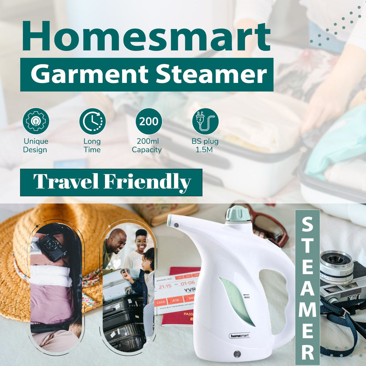 Homesmart - Garment Steamer with Two Attachments 7315320 1