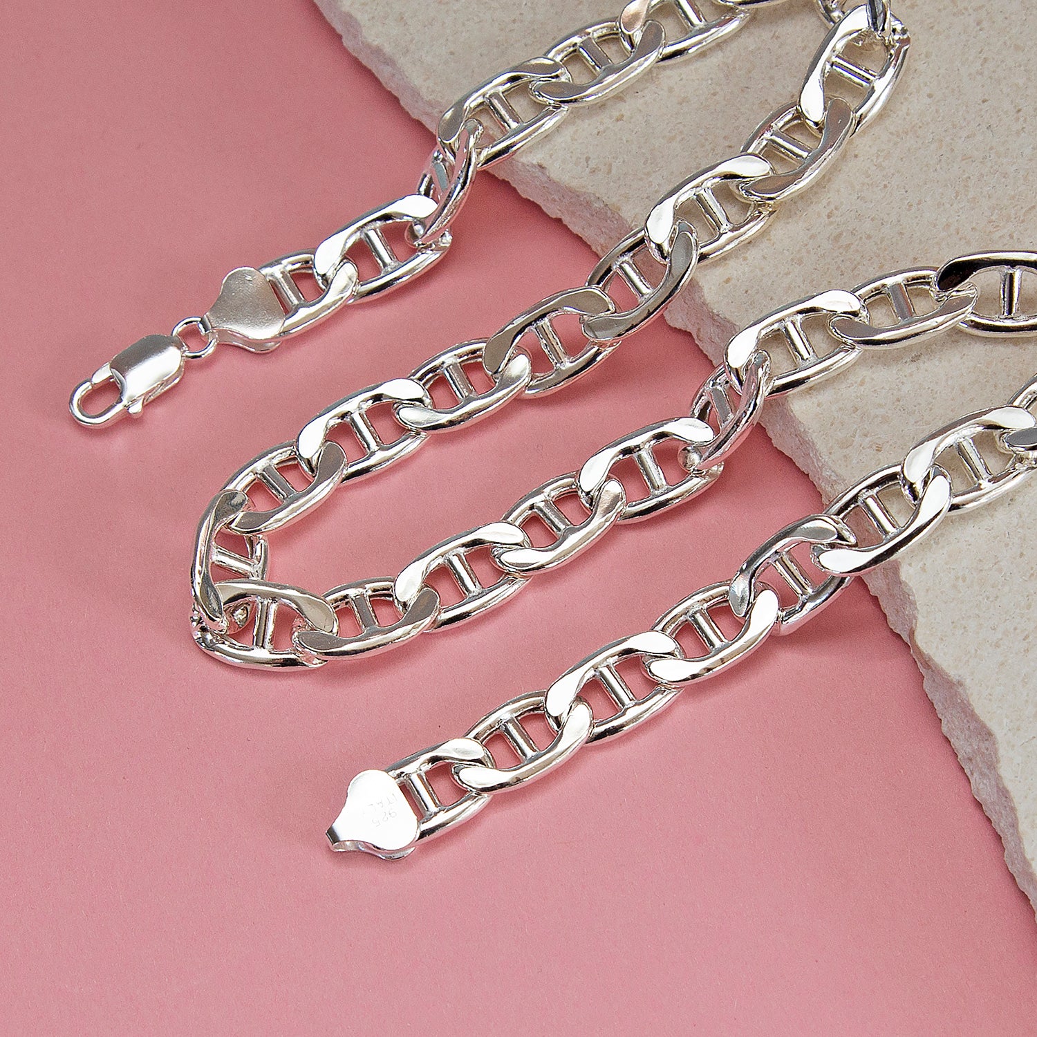 Sterling Silver Diamond Cut Flat Rambo Chain 24 Inch 7315353 2