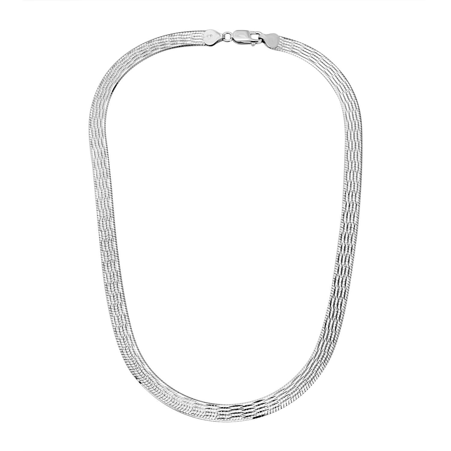 Sterling Silver Rhodium Plated 6.8mm Diamond Cut Serpentine Herringbone Necklace 17 Inch 7317739 0
