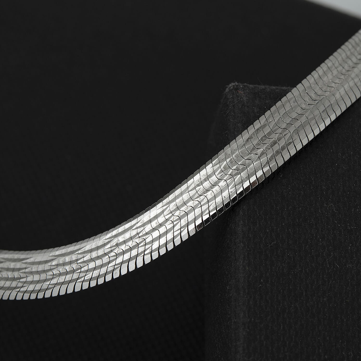 Sterling Silver Rhodium Plated 6.8mm Diamond Cut Serpentine Herringbone Necklace 17 Inch 7317739 1
