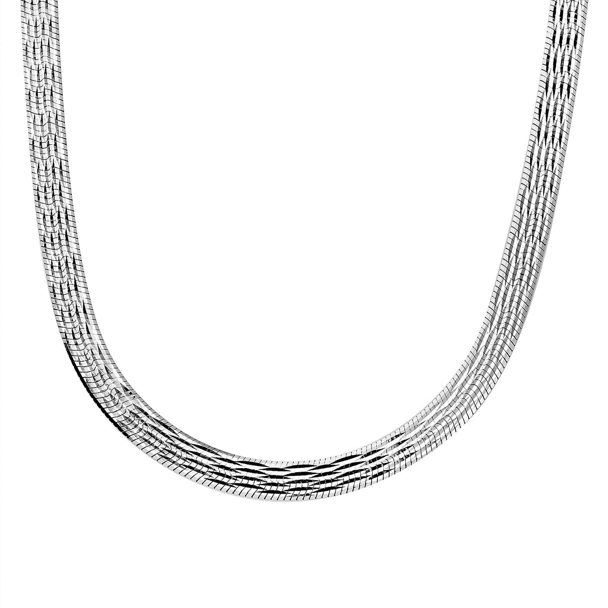 Sterling Silver Rhodium Plated 6.8mm Diamond Cut Serpentine Herringbone Necklace 17 Inch 7317739 2