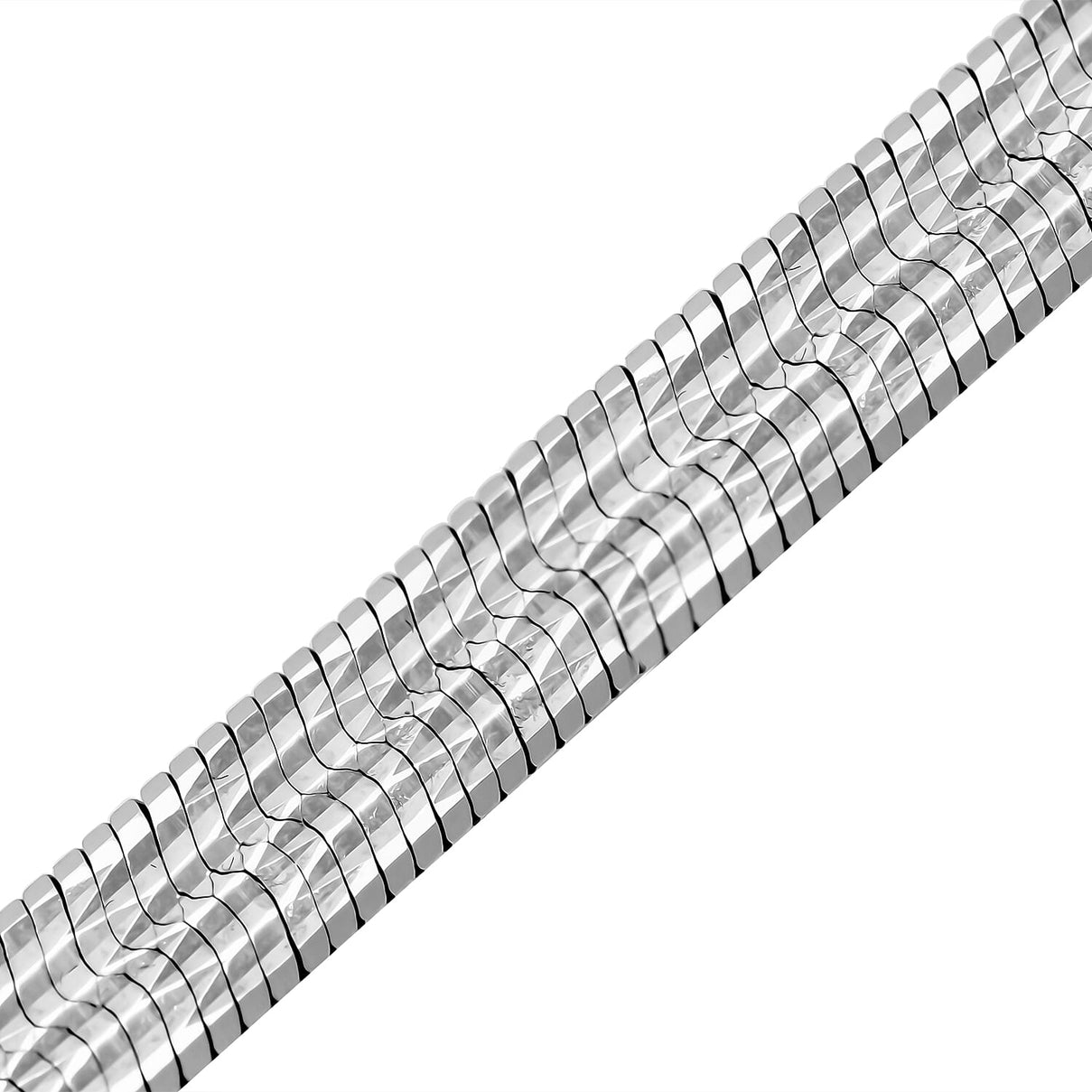 Sterling Silver Rhodium Plated 6.8mm Diamond Cut Serpentine Herringbone Necklace 17 Inch 7317739 4
