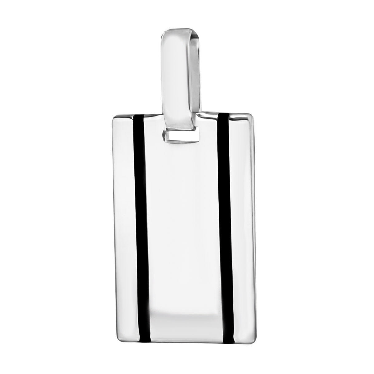 Sterling Silver Double Thin Black Stripe Tag Pendant 7318034 0