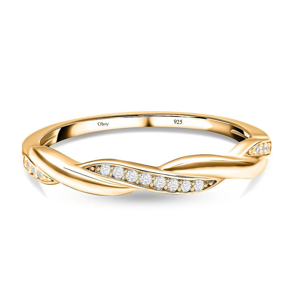 Simulated Diamond Ring in 18K Yellow Gold Vermeil Plated Sterling Silver