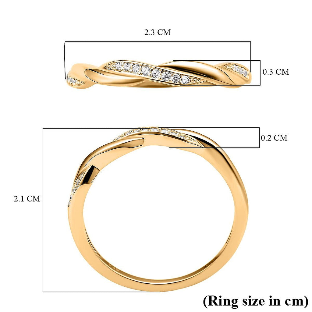 Simulated Diamond Ring in 18K Yellow Gold Vermeil Plated Sterling Silver