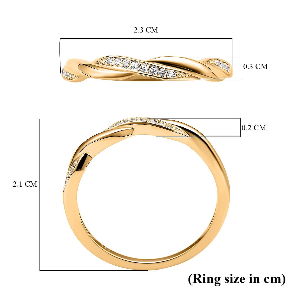 Simulated Diamond Twisted Band Ring in 18K Vermeil Yellow Gold Plated Sterling Silver 7318588 6