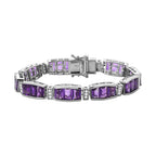 Brejinho Amethyst and Natural Zircon Bracelet (Size - 7) in Platinum Overlay Sterling Silver 23.28 Ct, Silver Wt. 19.52 Gms_7319484