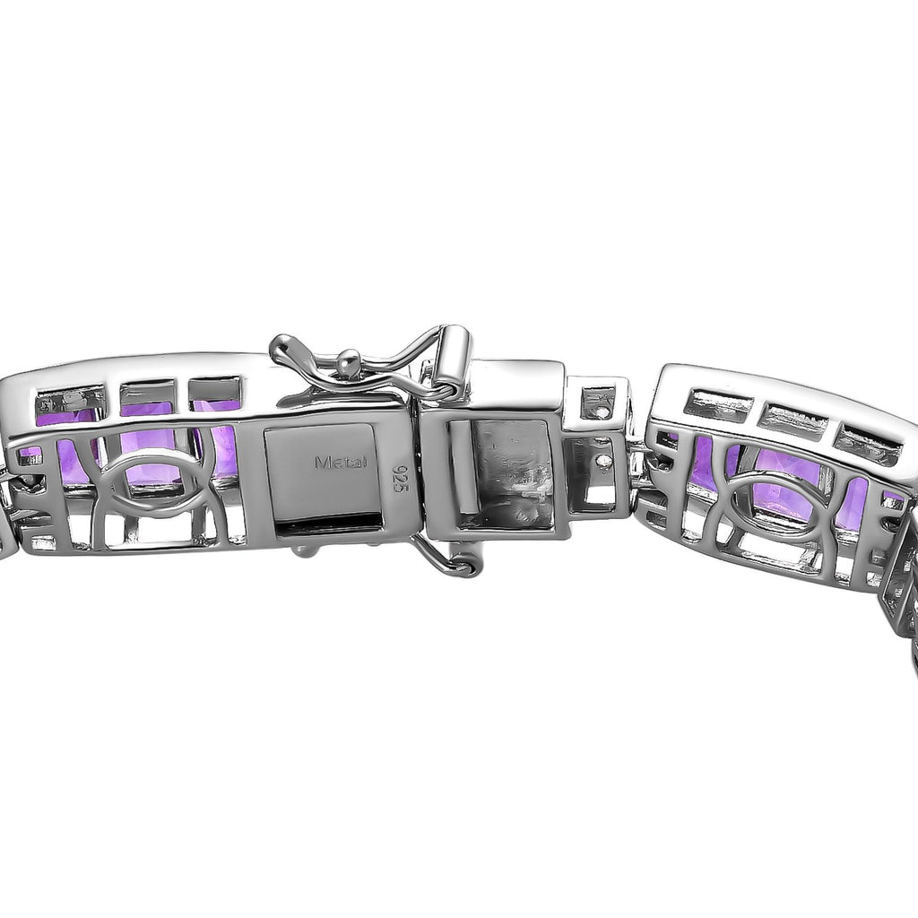 Brejinho Amethyst and Natural Zircon Bracelet (Size - 7) in Platinum Overlay Sterling Silver 23.28 Ct, Silver Wt. 19.52 Gms_7319484_3