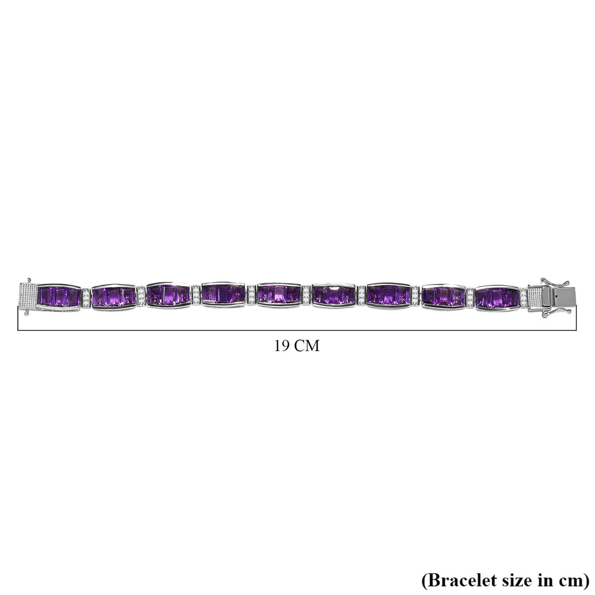 Amethyst and Natural Cambodian Zircon Cluster Bracelet (Size - 8) in Platinum Overlay Sterling Silver 25.61 Ct, Silver Wt. 21.59 Gms 7319484 10