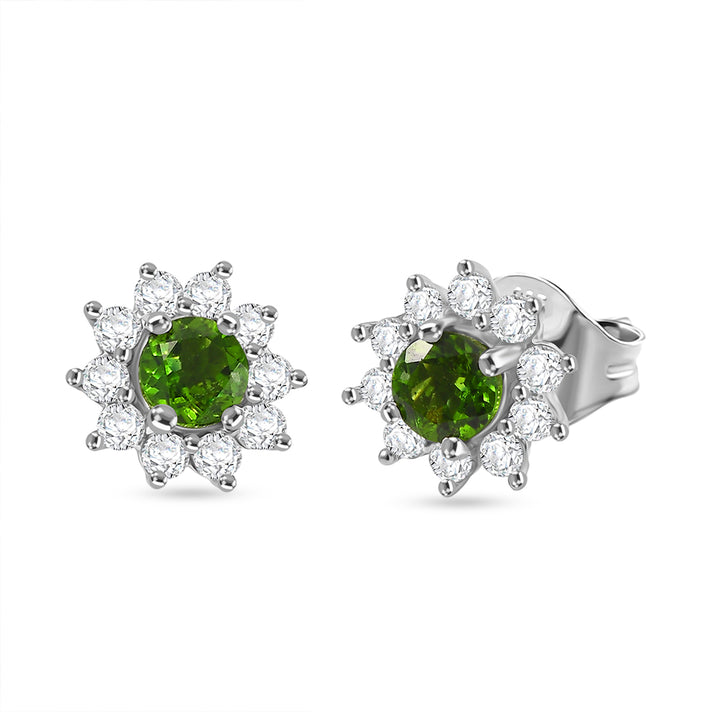 Ethiopian Welo Opal, Natural Zircon Halo Earrings with Push Back in Platinum Overlay Sterling Silver 7571990 1
