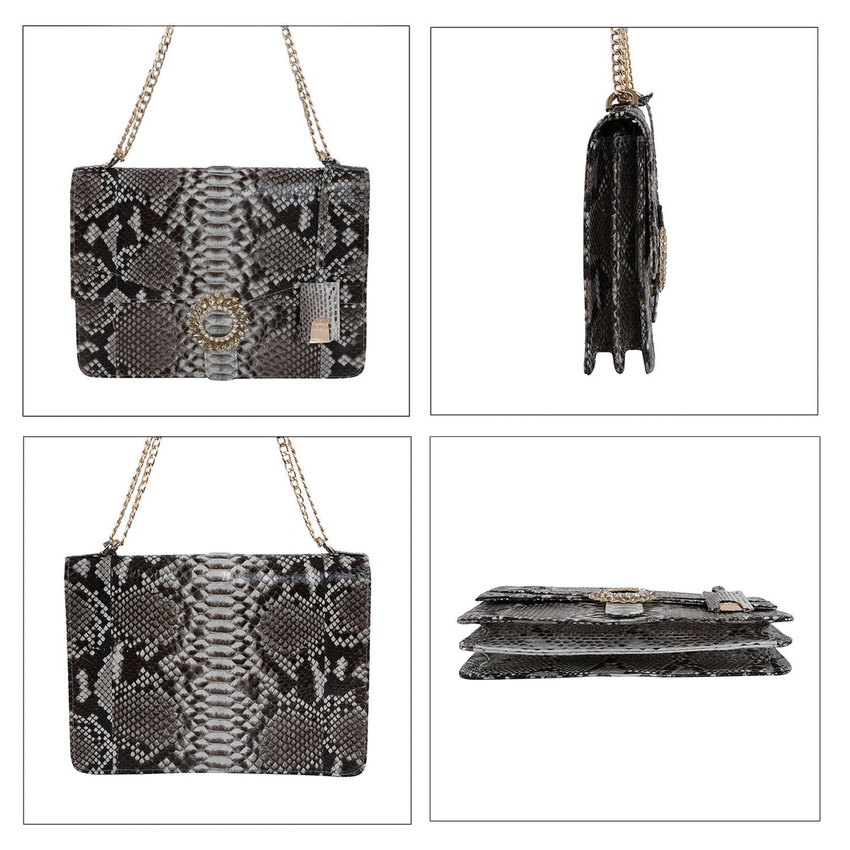 La Marey Structured 100% Genuine Python Leather Crossbody Bag - Black V32564831 1