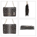 LA MAREY 100% Genuine Python Leather Crossbody Bag with Adjustable Shoulder Chain Strap - Light Brown and Beige_7323890_1