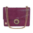 LA MAREY 100% Genuine Python Leather Crossbody Bag with Adjustable Shoulder Chain Strap - Magenta_7323891