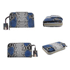 LA MAREY 100% Genuine Python Leather Crossbody Bag with Adjustable Shoulder Strap - Off White & Light Blue_7323919_1