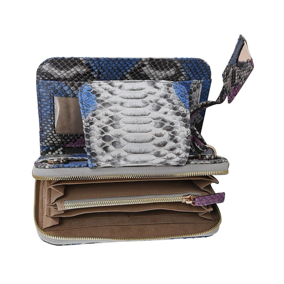 La Marey Python Leather Wallet - Blue V32573849 3