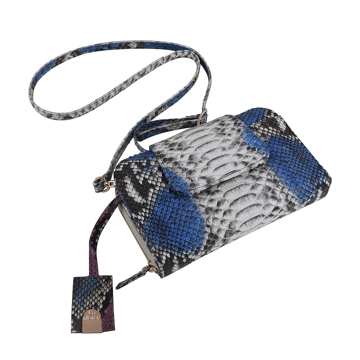 La Marey Python Leather Wallet - Blue V32573849 4