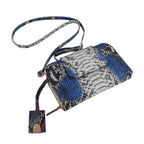 LA MAREY 100% Genuine Python Leather Crossbody Bag with Adjustable Shoulder Strap - Off White & Light Blue_7323919_4