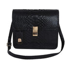 LA MAREY 100% Genuine Python Leather Bag with Adjustable Shoulder Strap - Black_7323934