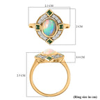Ethiopian Welo Opal, Natural Zircon & Zambian Emerald Ring in 18K Vermeil Yellow Gold Plated Sterling Silver 1.76 Ct._7324686_6